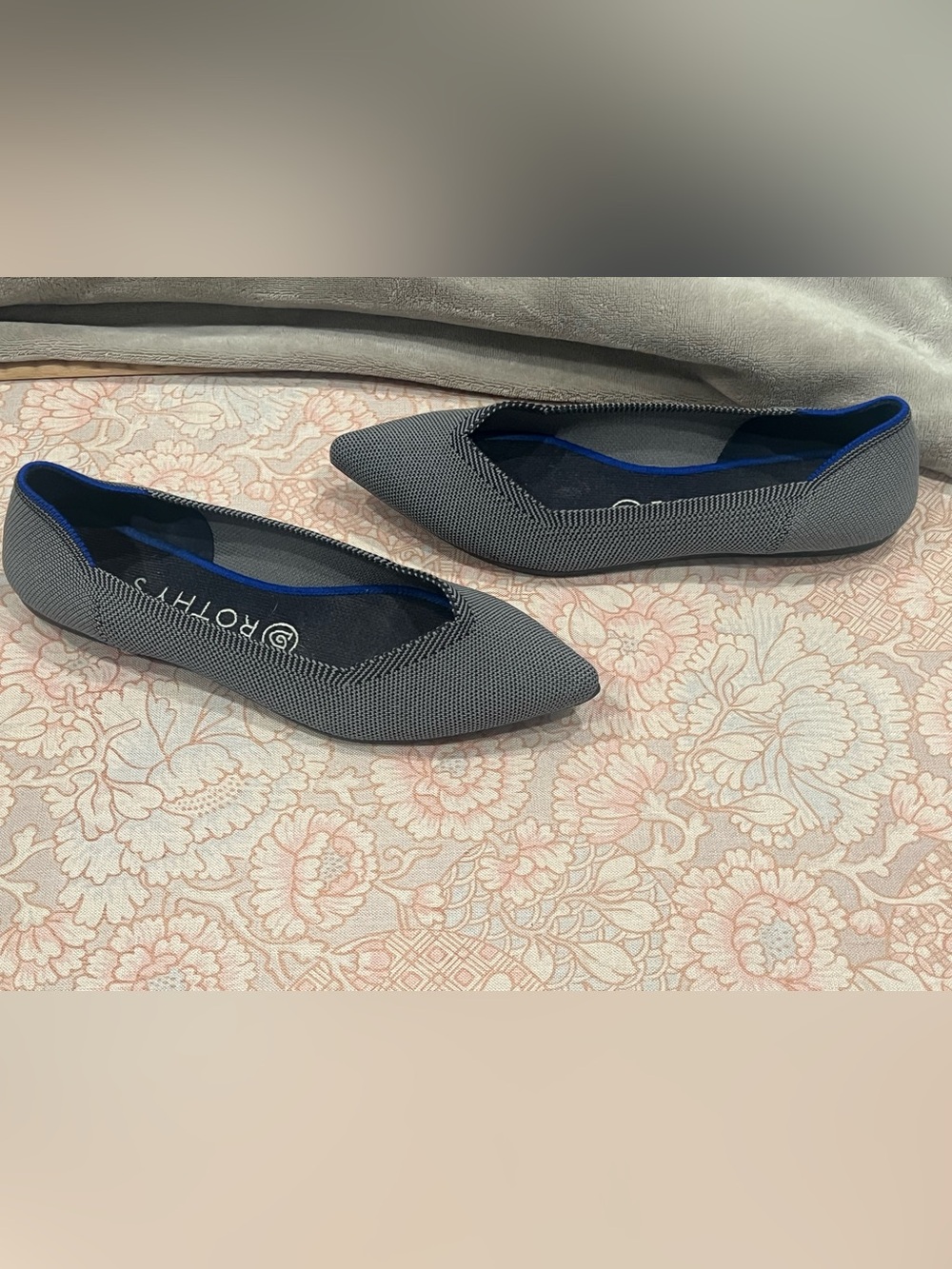 Rothy’s  Charcoal Textured Pointed-Toe Slip-On Flats